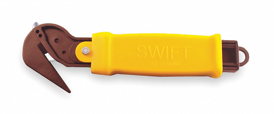 SWIFT SAFETY CUTTER Navaja Utilitaria de Seguridad Acero al Carbono 6-3/4  Amarillo - Cuchillo de Gancho - 3GNY4
