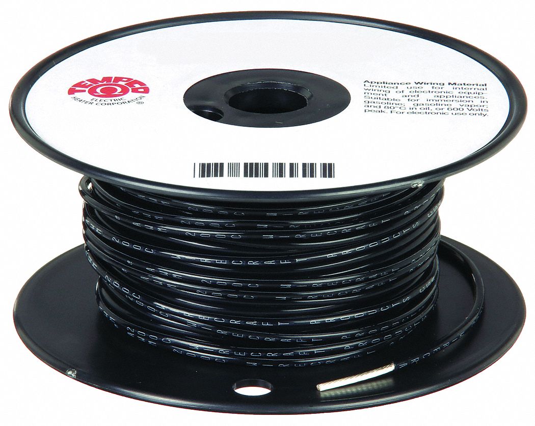 TEMPCO HIGH TEMP WIRE BLK PTFE 14AWG ,250FT - High Temp and High ...