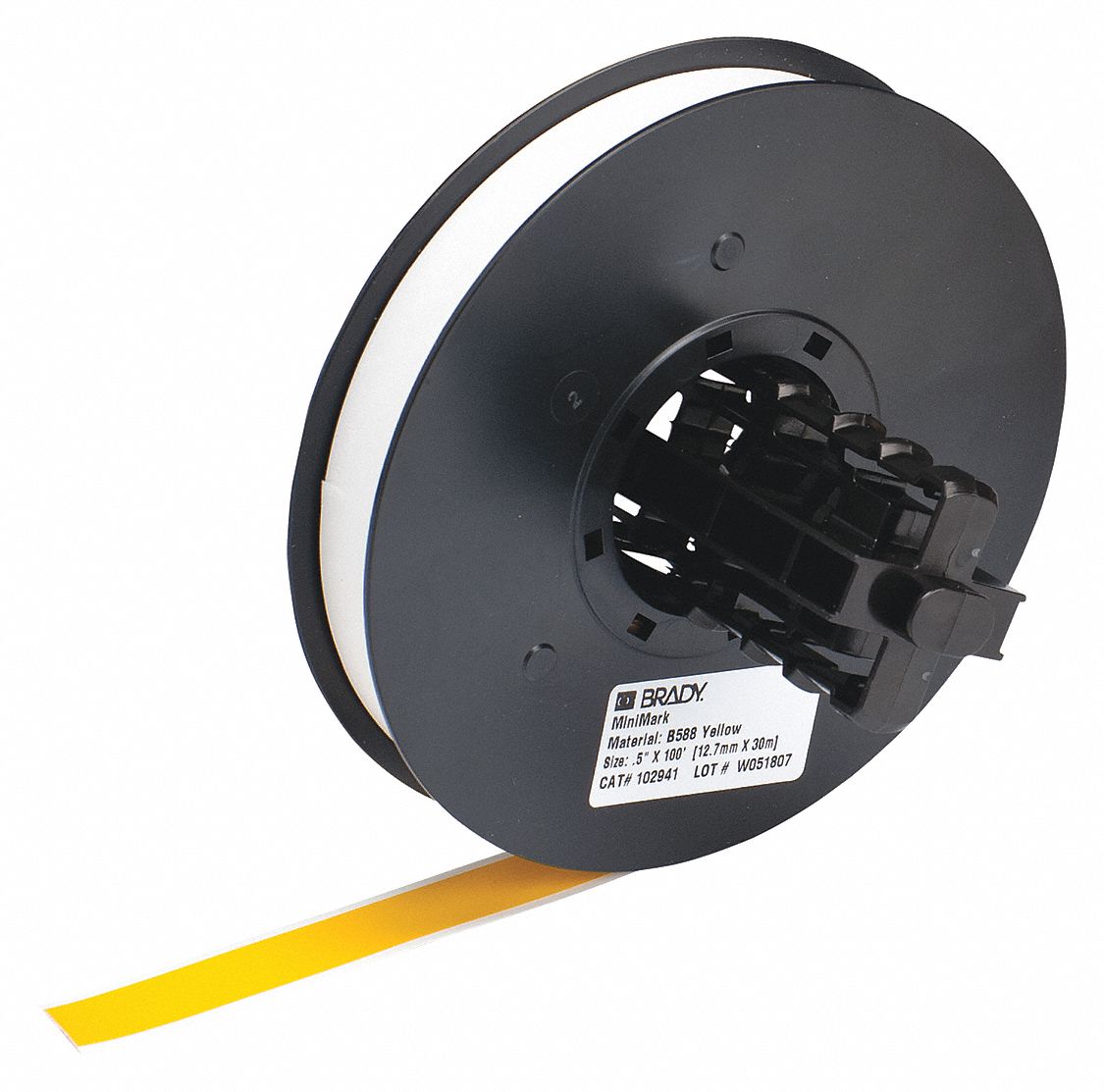 Continuous Label Stock: 1/2 in x 100 ft, Vinyl, Yellow (Gloss), Outdoor