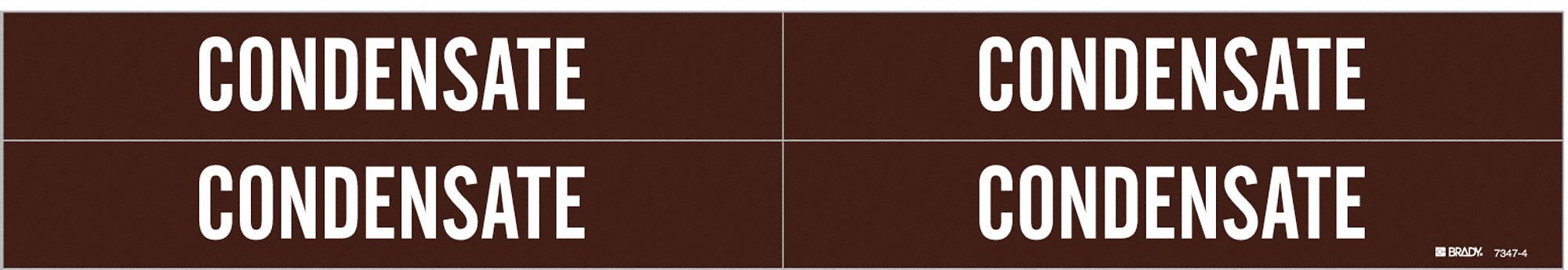 Pipe Marker: Condensate Pump Discharge, Brown, White, Fits 3/4 to 2 3/8 in Pipe O.D., 4 Pipe Markers