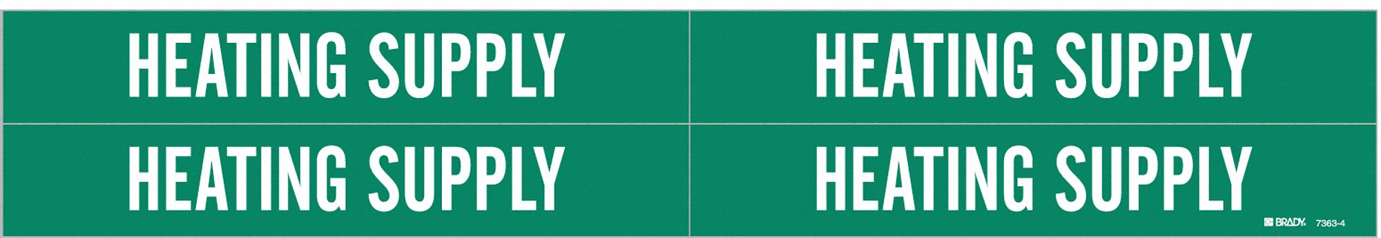 Pipe Marker: Heating Supply, Green, White, Fits 3/4 to 2 3/8 in Pipe O.D., 4 Pipe Markers