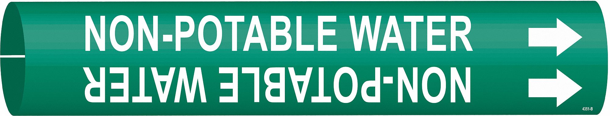 Pipe Marker: Non-Potable Water, Green, White, Fits 1 1/2 to 2 3/8 in Pipe O.D., 1 Pipe Markers