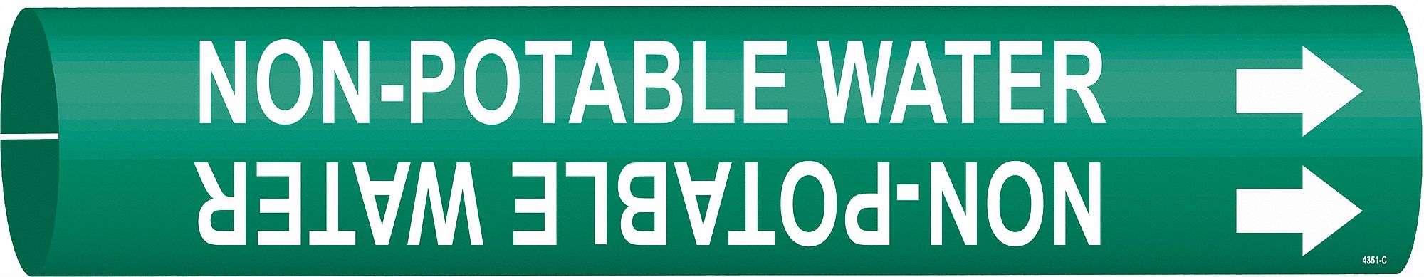 Pipe Marker: Non-Potable Water, Green, White, Fits 2 1/2 to 3 7/8 in Pipe O.D., 1 Pipe Markers