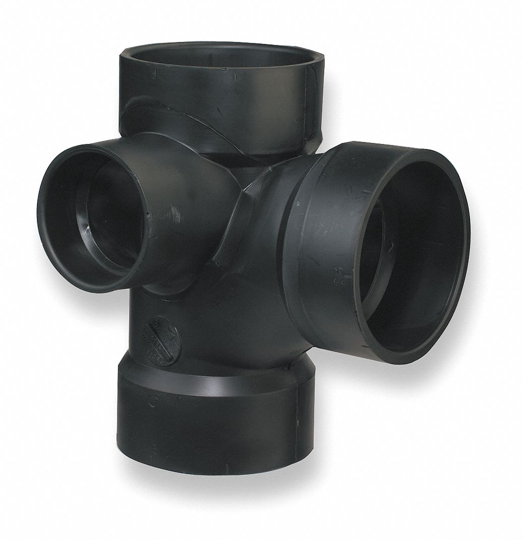 SANITARY TEE WITH LEFT SIDE INLET: 3 IN X 3 IN X 3 IN X 2 IN FITTING, SCHEDULE 40, BLACK