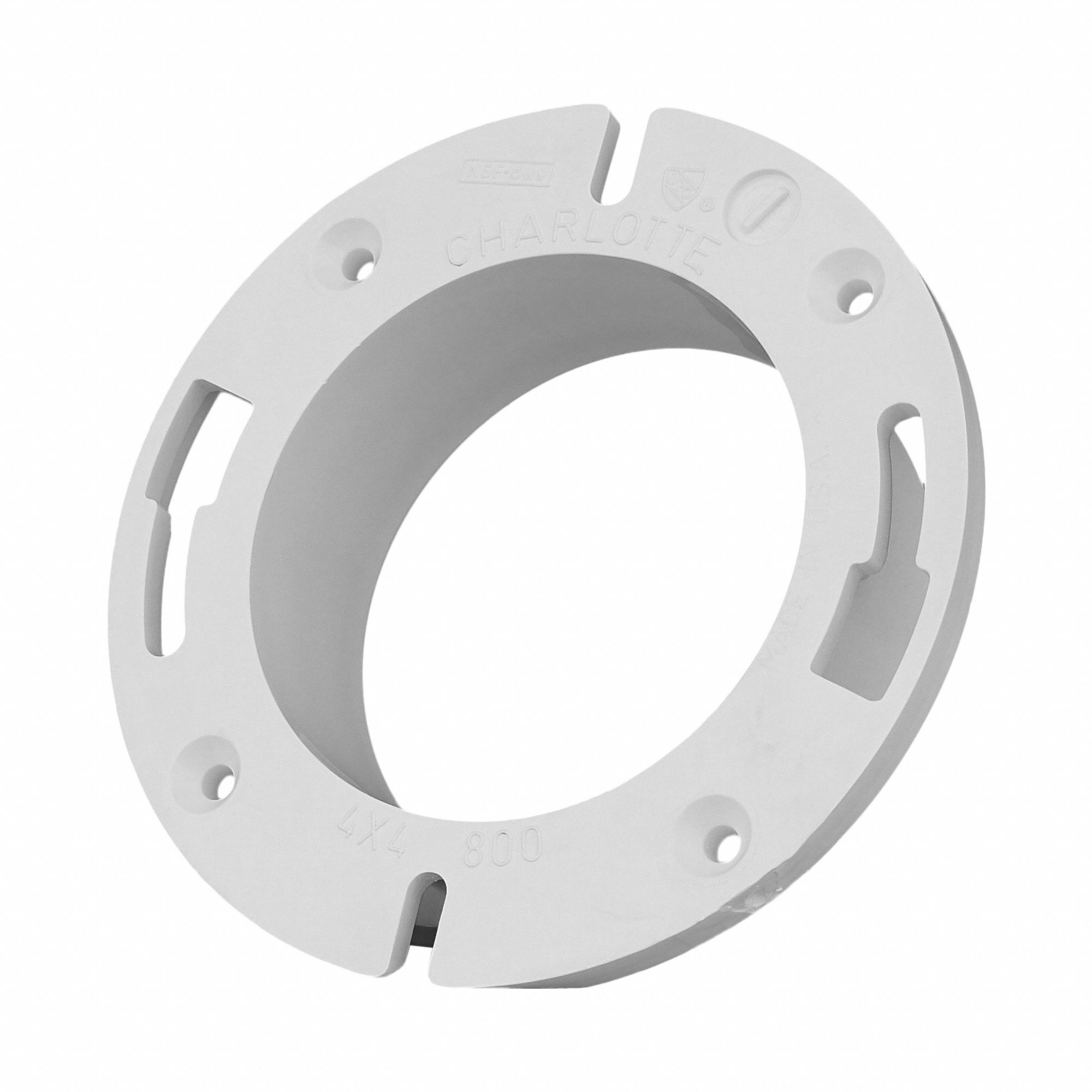 GRAINGER APPROVED Closet Flange Schedule 40, 4 in Pipe Size, Socket, 4 Bolt Holes, White