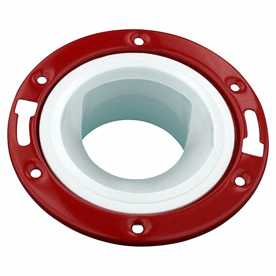 GRAINGER APPROVED 1CNW7 Closet Flange,4 x 3 In,w/Knockout,PVC,Wh 