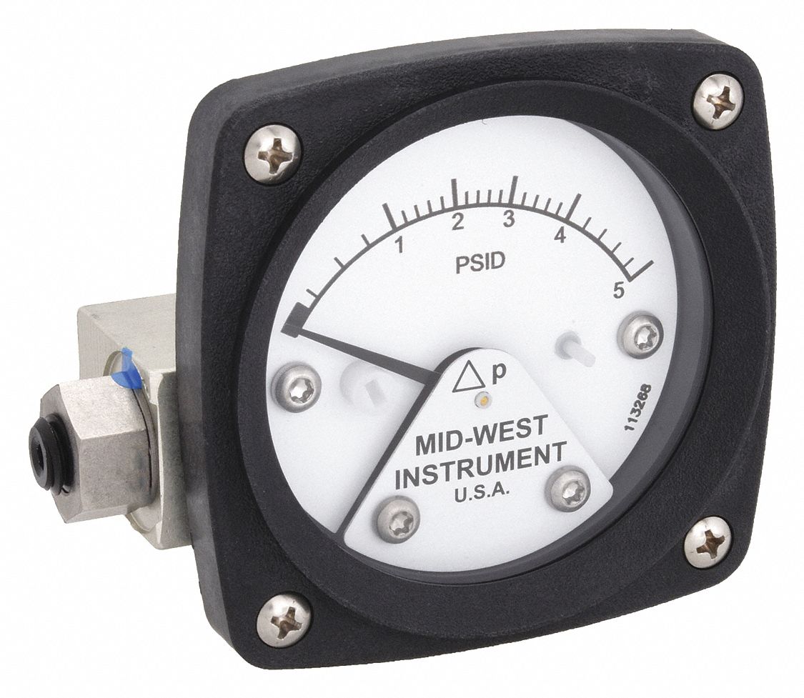 DIFFERENTIAL PRESSURE GAUGE,0 TO 5