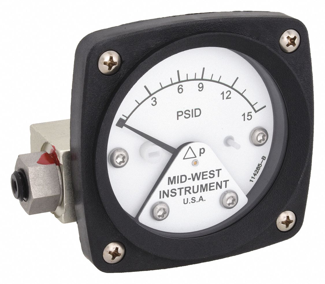 DIFFERENTIAL PRESSURE GAUGE,0 TO 15