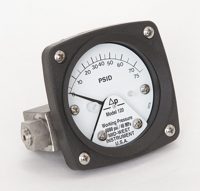 MIDWEST INSTRUMENT 1/4 in FNPT Differential Pressure Gauge with 2 1/2