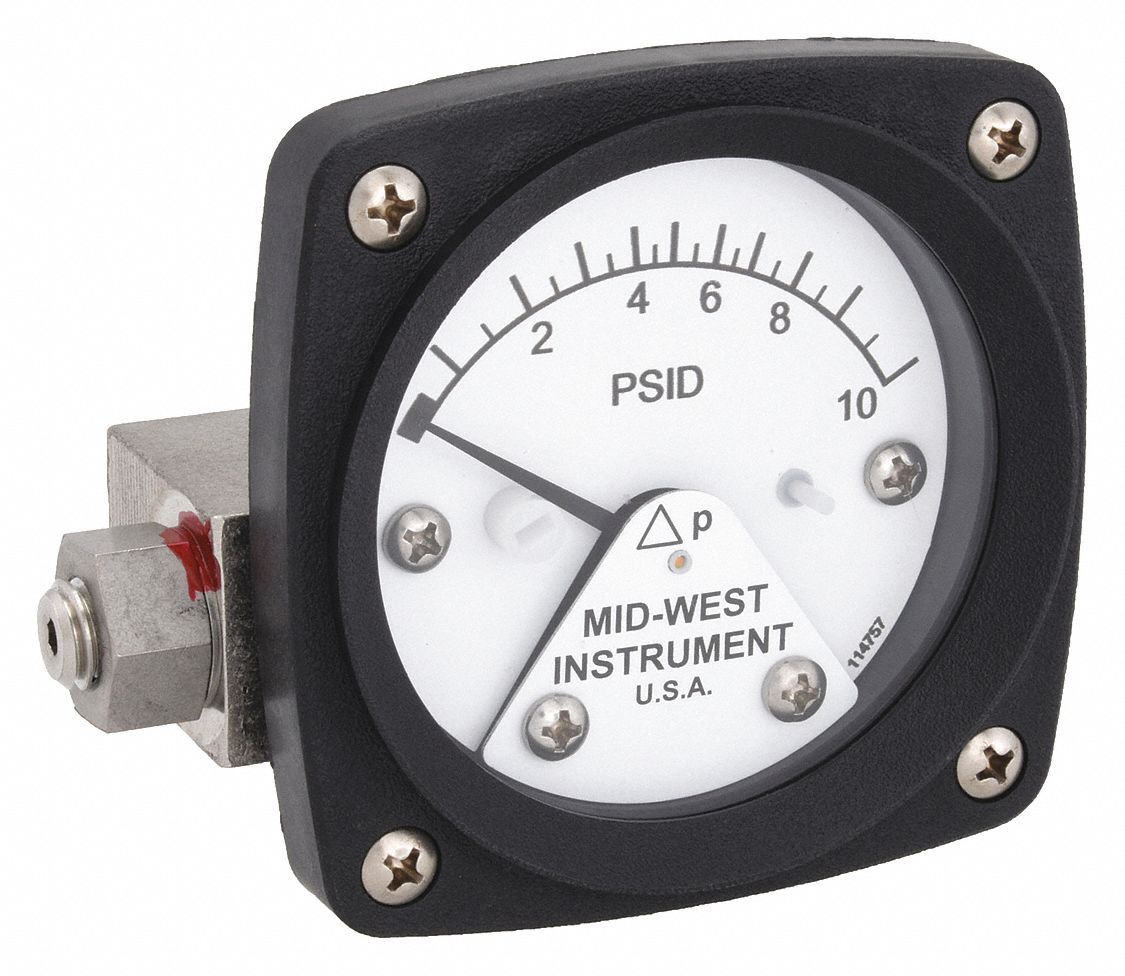 Differential Pressure Gauge: Back, 1/4 in NPT Female, ±3-2-3% Gauge Accuracy, 120