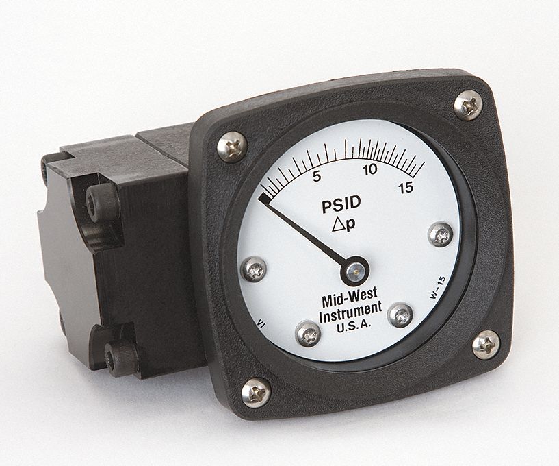 MIDWEST INSTRUMENT 1/4 in FNPT Differential Pressure Gauge with 2 1/2