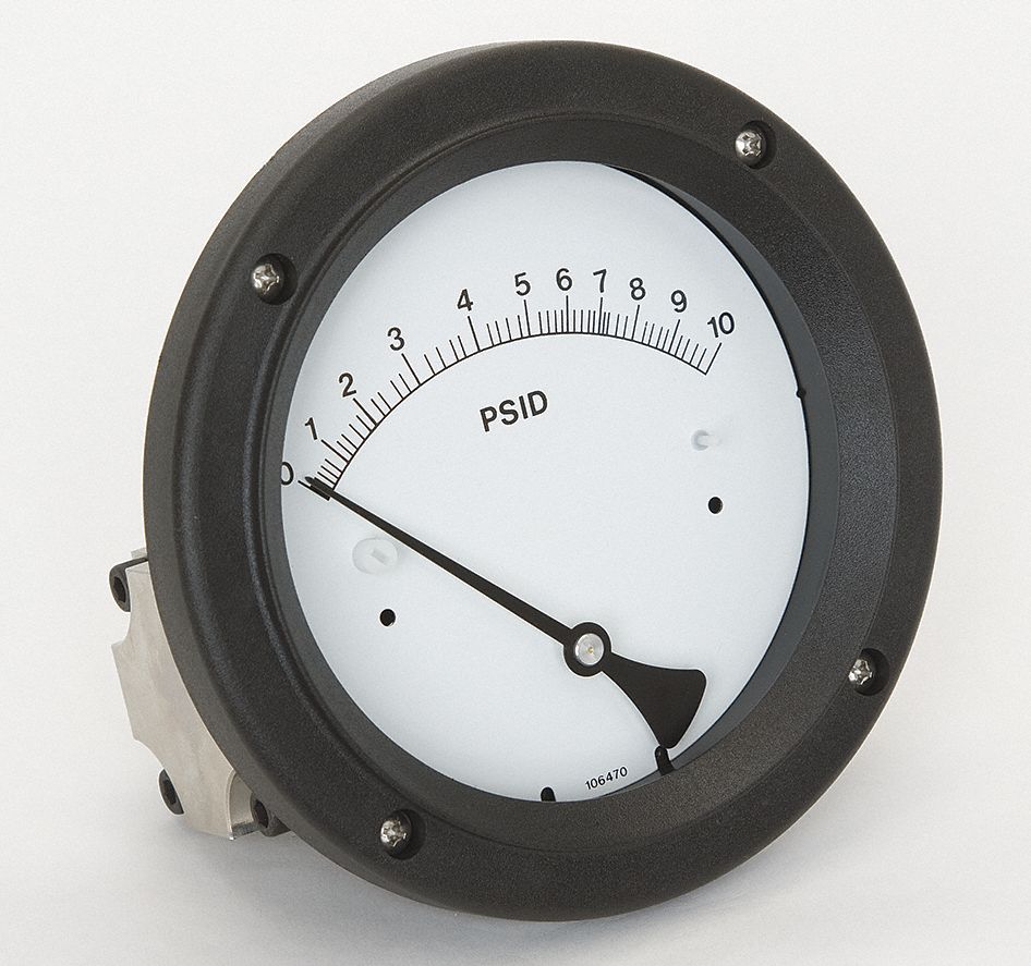 MIDWEST INSTRUMENT Differential Pressure Gauge 0 to 10 psid, Back, 1/4