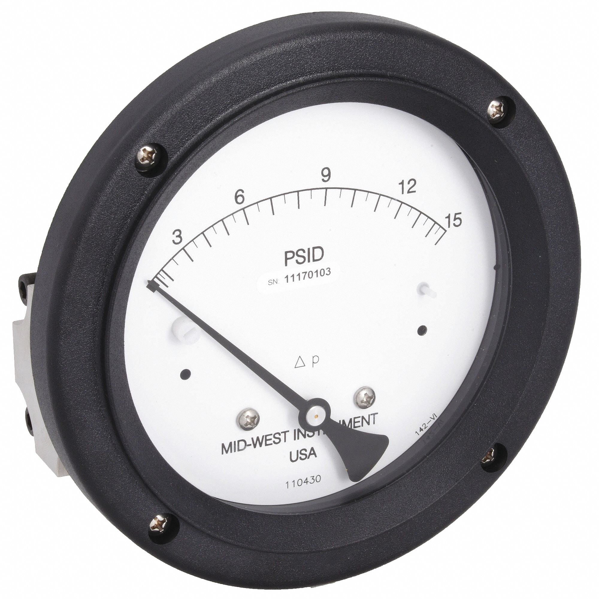 PRESSURE GAUGE,0 TO 15 PSI