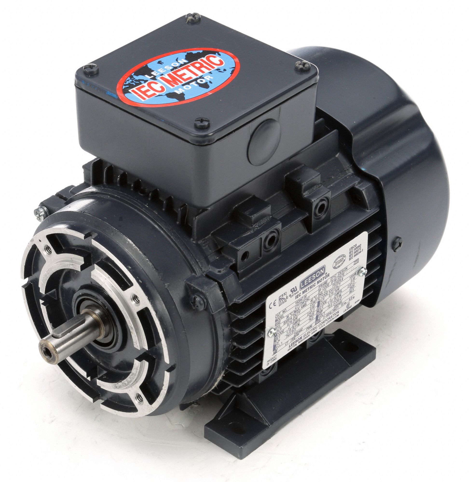 LEESON Metric Motor, 3/4 HP, 3Phase, Nameplate RPM 3,400, Voltage 230