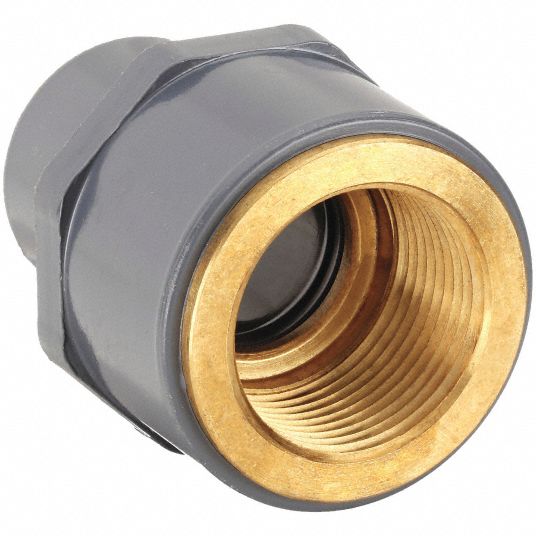 Transition Adapter: Brass, 1 1/4 in Metal Side Nominal Pipe Size, Female,  NPT, PVC, Male, Spigot