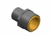 Transition Adapter: Brass, 3/4 in Metal Side Nominal Pipe Size, Female, NPT, Male, Spigot, Gray