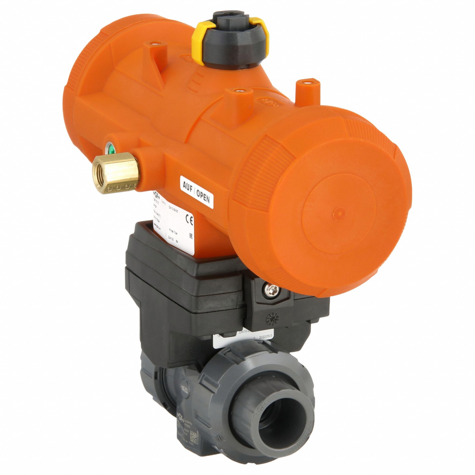 GF PIPING SYSTEMS, 1/2 in, PVC, Pneumatically Actuated Two-Way Ball ...