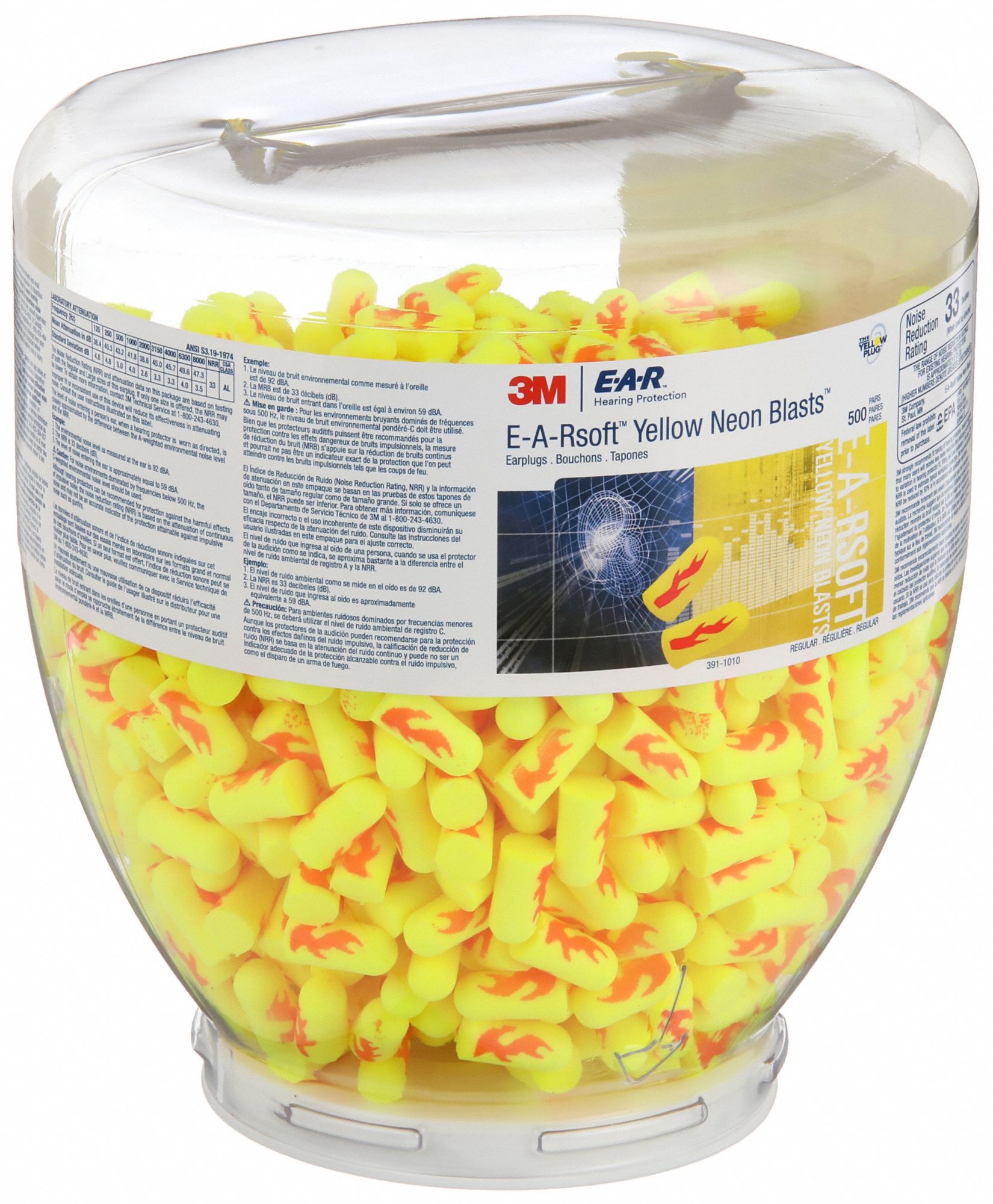 RECHARGE DU DISTRIBUTEUR DE BOUCHONS D'OREILLES, ROUGE, MOUSSE, M, RUBAN 33 DB, SANS FIL, JETABLE, 500 PR/BOUTEILLE