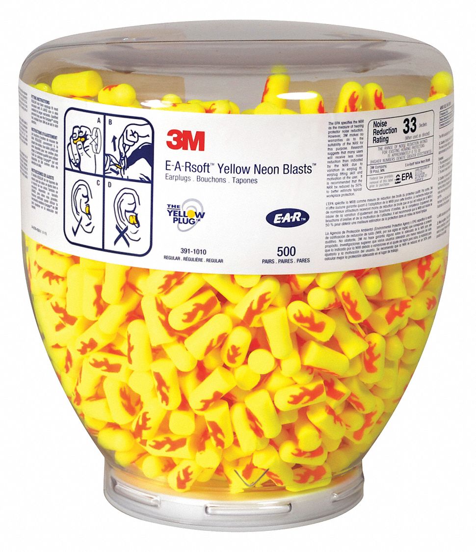 3M Bullet Ear Plug Dispenser Refill, 33 dB Noise Reduction Rating NRR