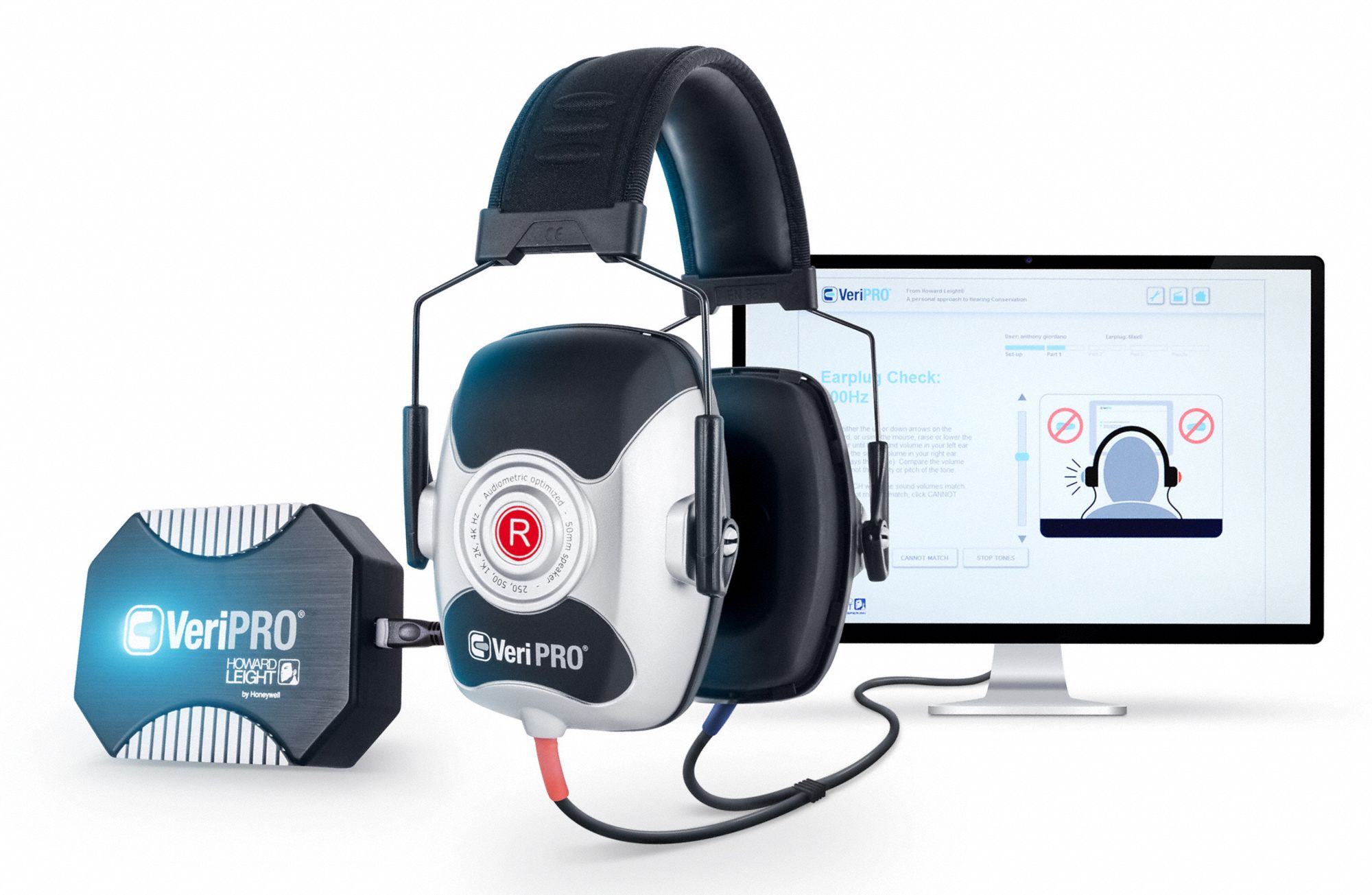 HONEYWELL HOWARD LEIGHT Ear Plug Fit Test System VeriPRO, Audio Processor/Headphones/Software