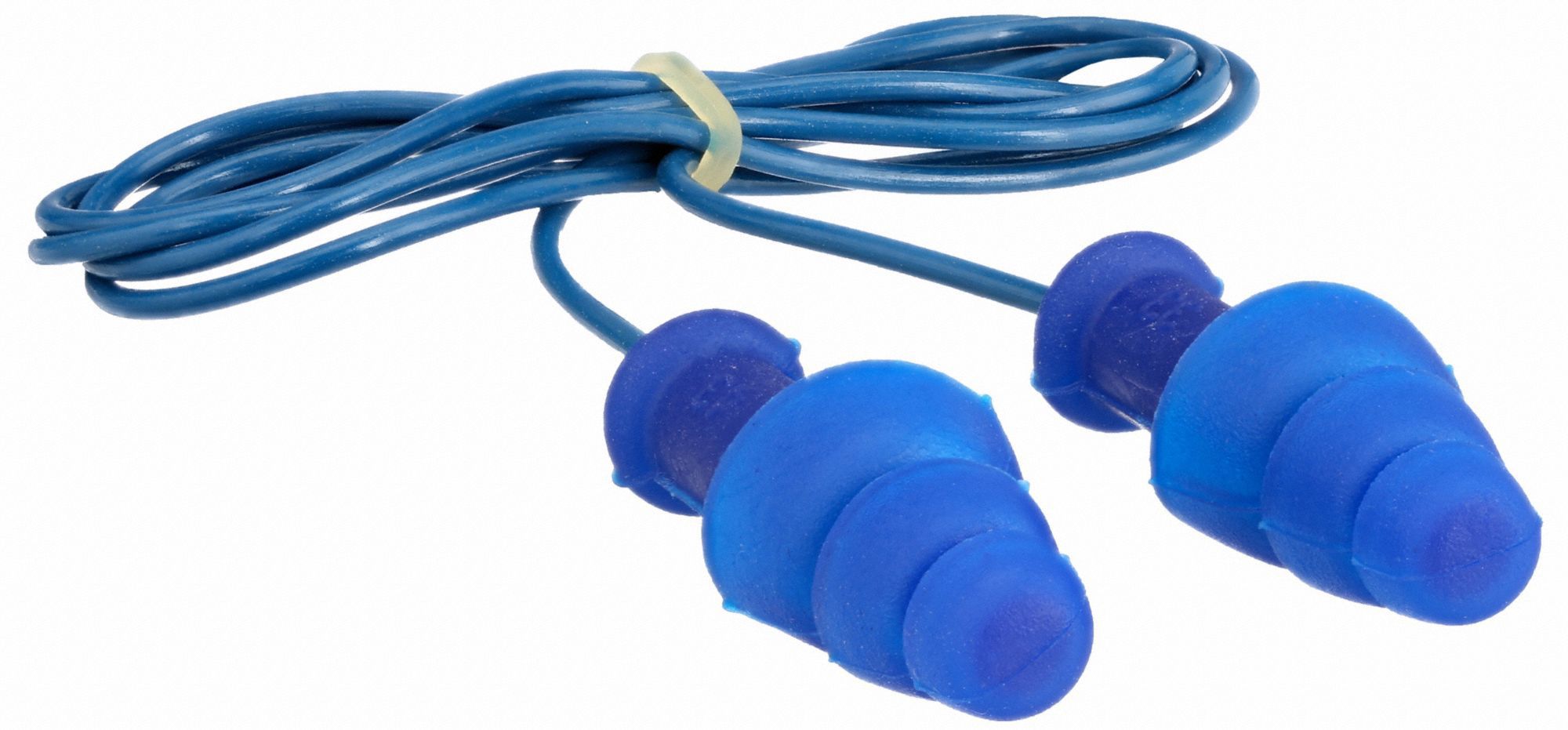 Ear Plugs: Flanged, 25 dB NRR, Metal-Detectable, Corded, Reusable, Push-In, 100 PK