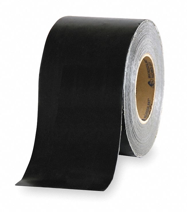 Roof Repair Tape: 4 in W, 50 ft L, 35 mil Thick, Black, For All Materials Except Silicone