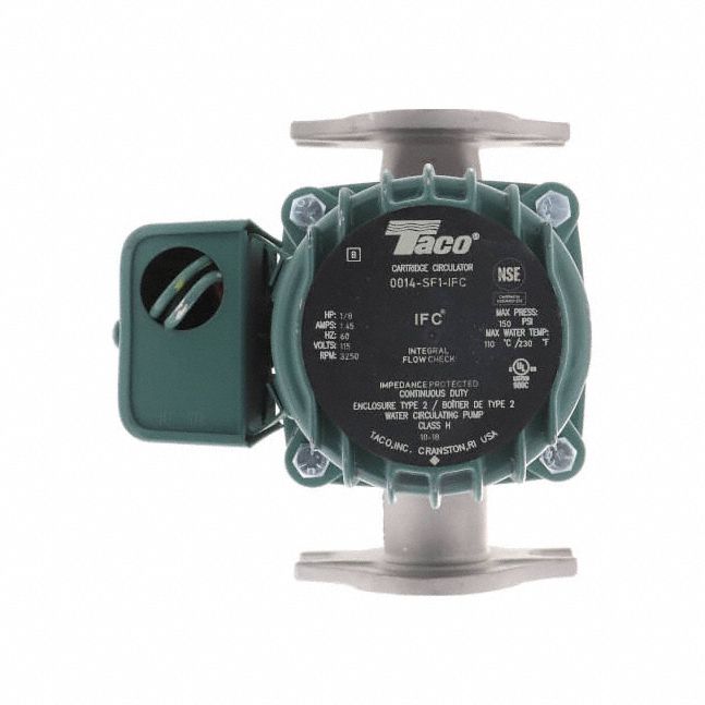 Circulating Pump: 1/8 hp HP, 115V AC, Stainless Steel, 1, 32 gpm, 22 ft Max. Head, Inline