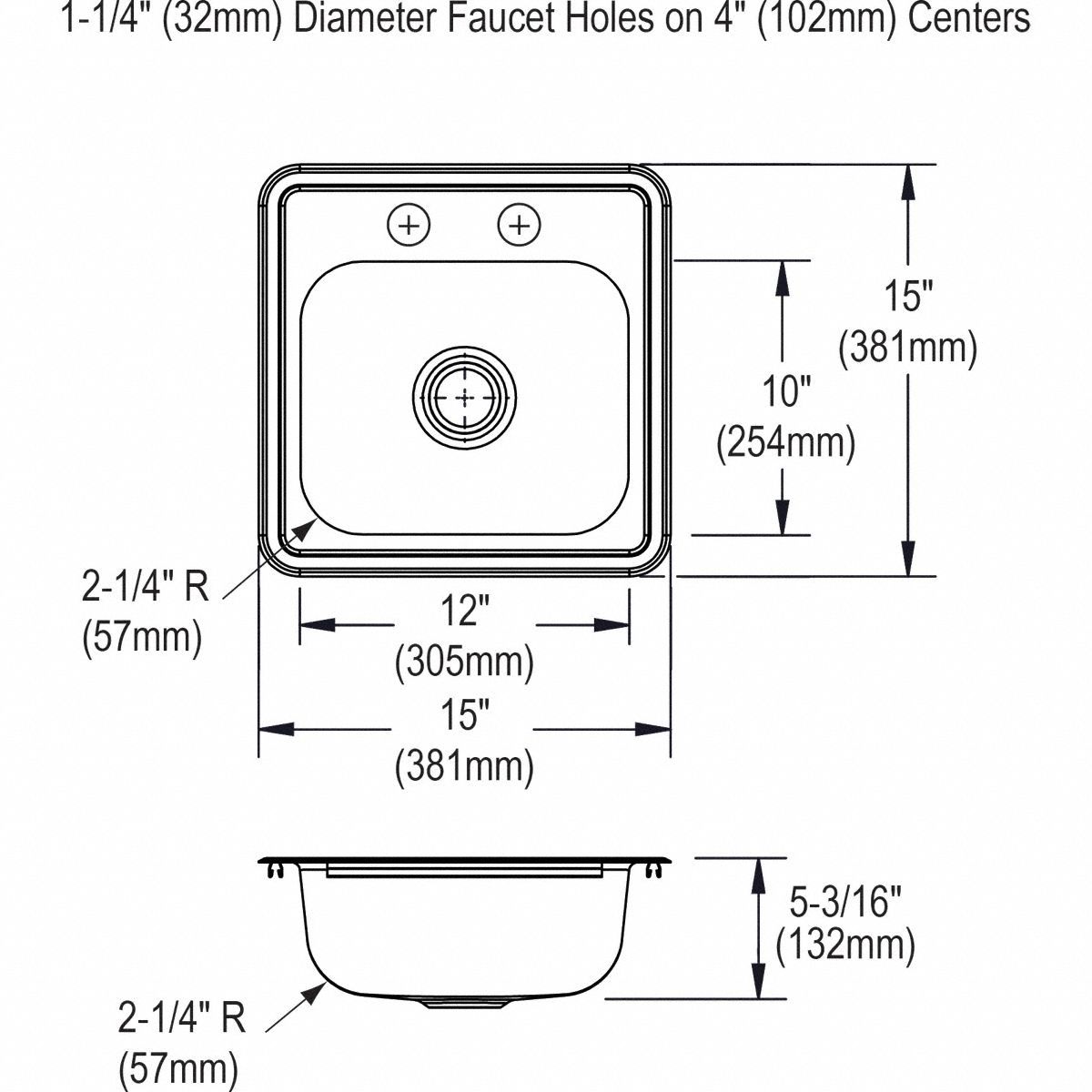 ELKAY Elkay, Dayton Series, 12 in x 10 in, Stainless Steel, DropIn Bar