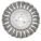 WIRE WHEEL BRUSH, TWISTED STAINLESS STEEL, 4 IN DIAMETER X ½ IN W, ½ IN TO ⅜ IN ARBOUR, 0.014 IN FILL