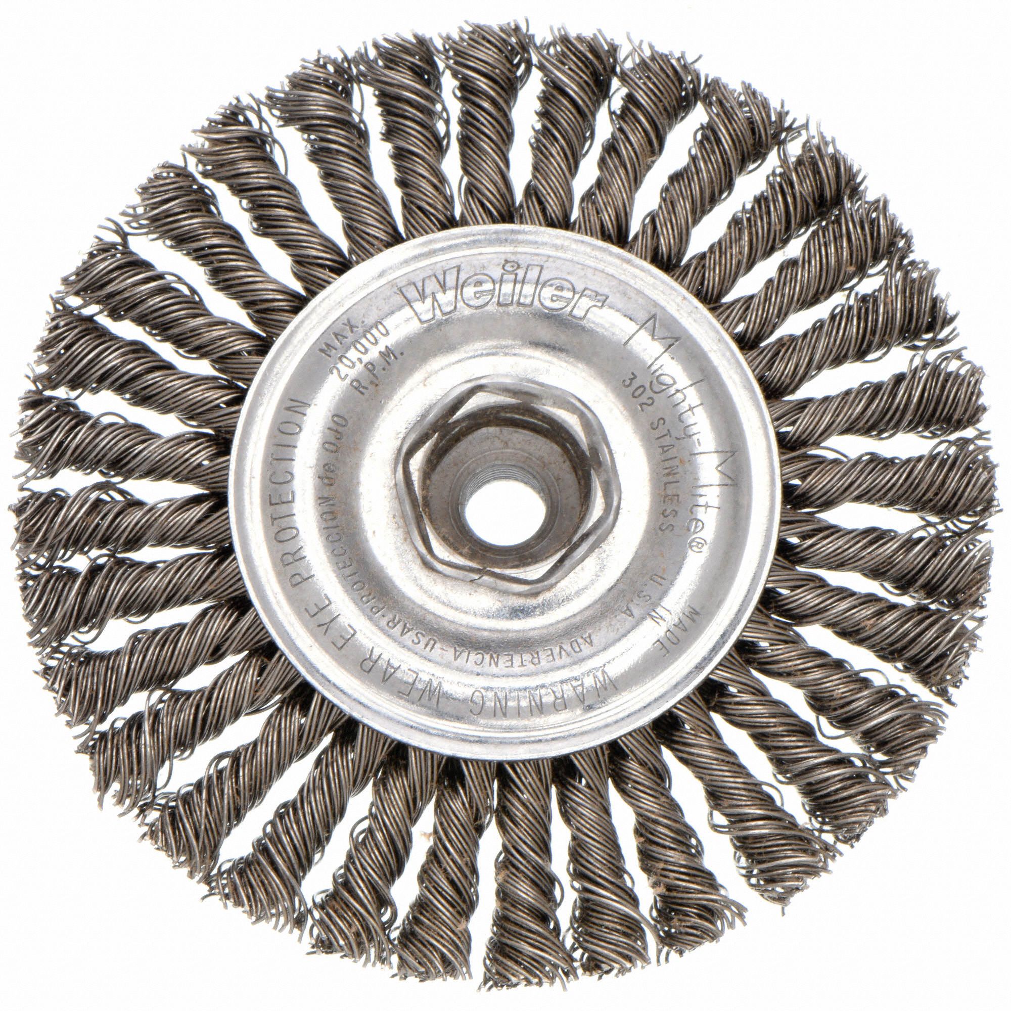 WEILER 4 in Twisted Wire Wheel Brush, Arbor Hole Mounting, 0.02 in Wire ...