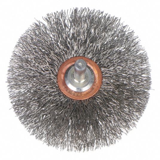 911508-4 3 Crimped Wire Wheel Brush, Shank Mounting, 0.012 Wire