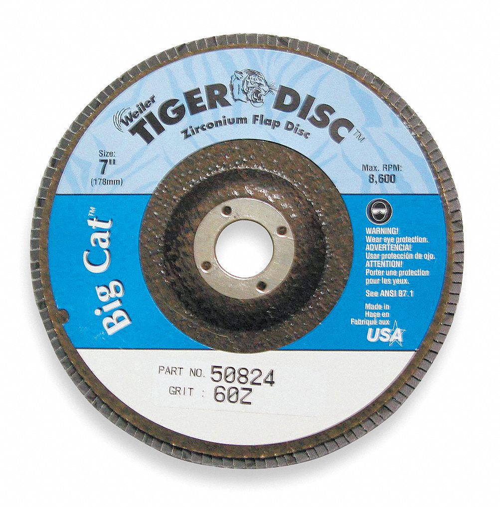 WEILER Type 27, Arbor Mount Flap Disc, Zirconia Alumina, 7 in Disc