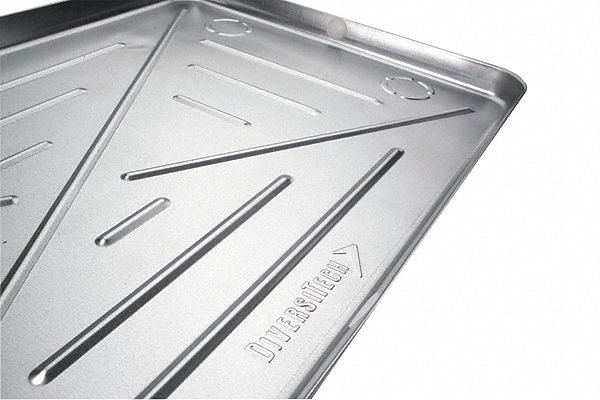 Condensate Drain Pan: Steel, 60 in L x 30 in W x 2 1/2 in D, 3/4 in PVC Discharge