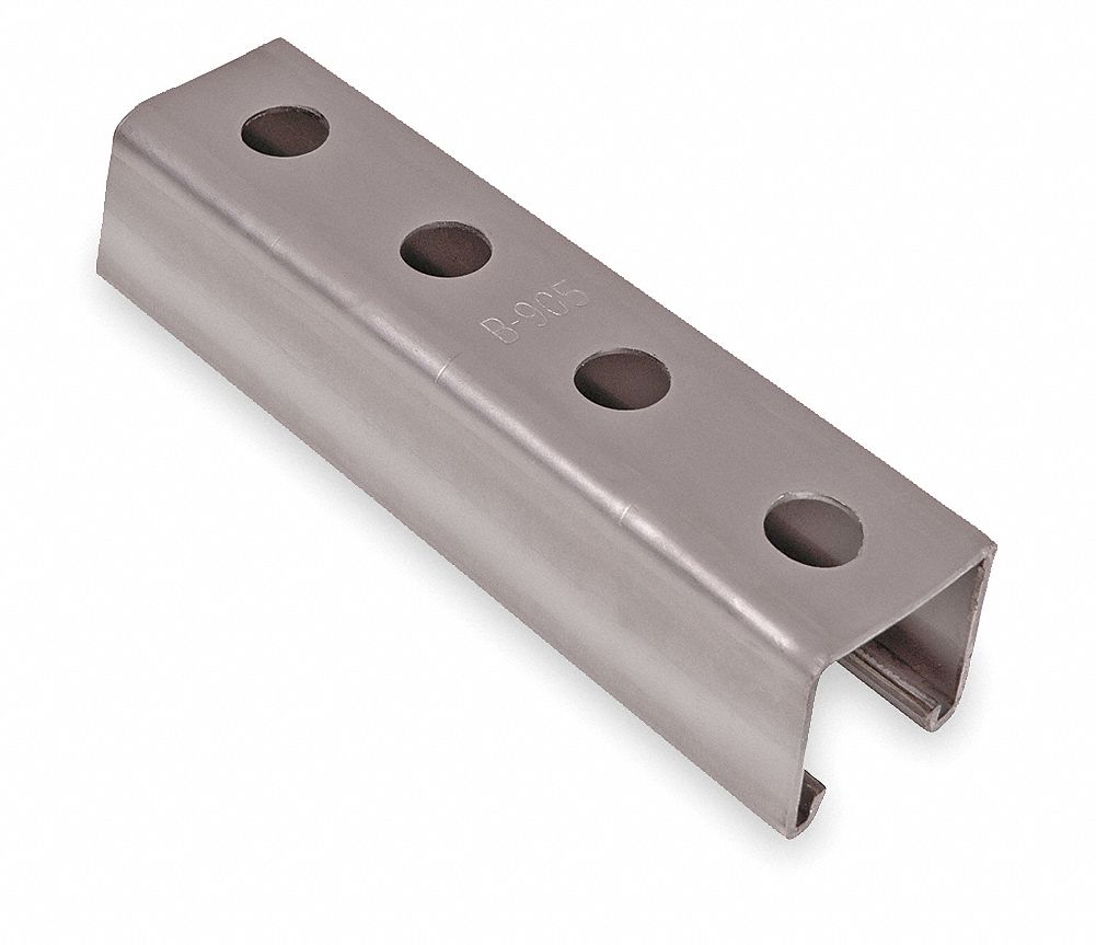 304 Stainless Steel, Polished, Strut Channel Punched Hole 3HAL1B