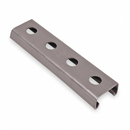 Strut Channel - Punched Hole: Steel, 14 ga Gauge, 3/4 in Overall Ht, 20 ft Overall Lg, Silver