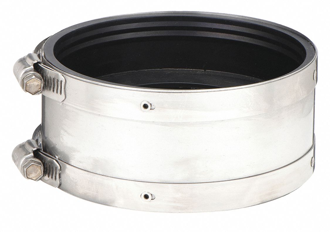 Flexible Pipe Straight: Neoprene, For 2 in_1 1/2 in Pipe, Copper x Iron, 2 1/8 in Overall Lg