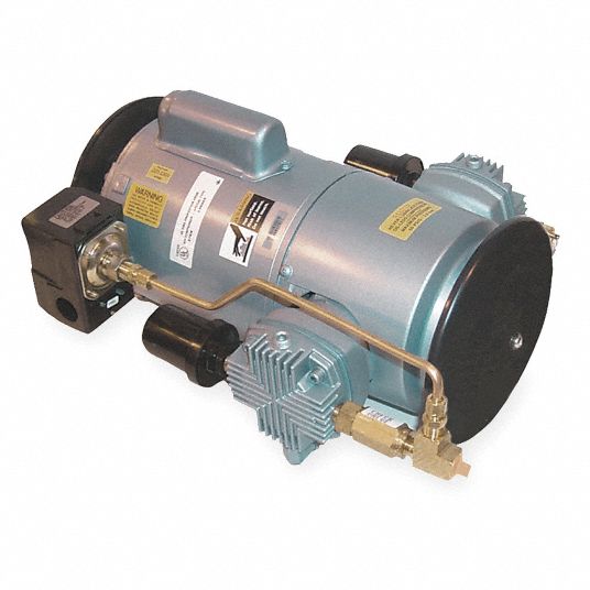 GAST Piston Air Compressor 0.5 hp, Tankless, 4.1 cfm, 50 psi Max Op