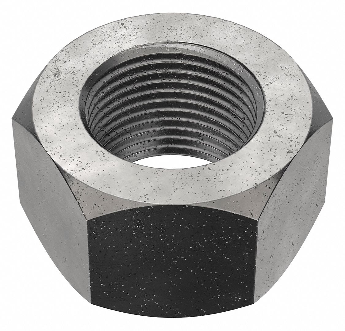 Hex Nut: Std Hex, 1 1/8"-12 Thread, 1 11/16 in Hex Wd, 31/32 in Hex Ht, Steel, Grade 5, Plain, 5 PK