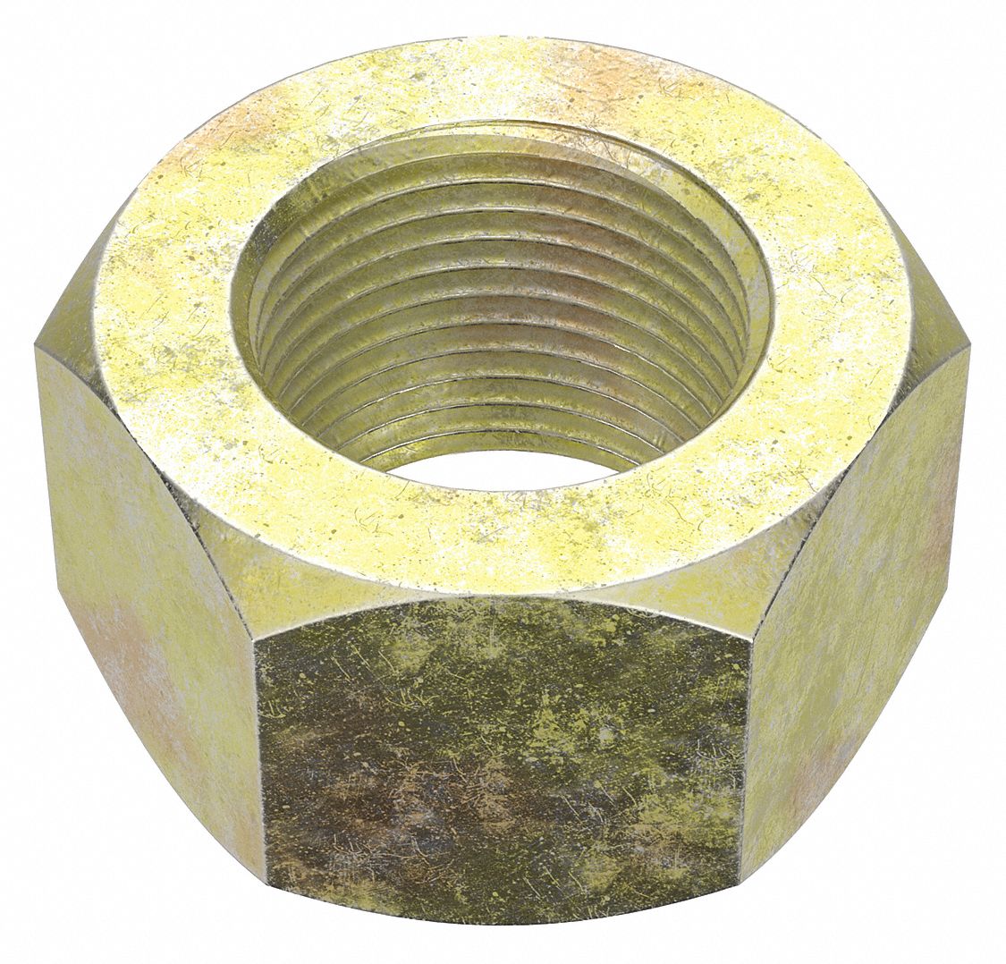 Hex Nut: Std Hex, 1 1/8"-12 Thread, 1 11/16 in Hex Wd, 31/32 in Hex Ht, Steel, Grade 8, Std, 5 PK
