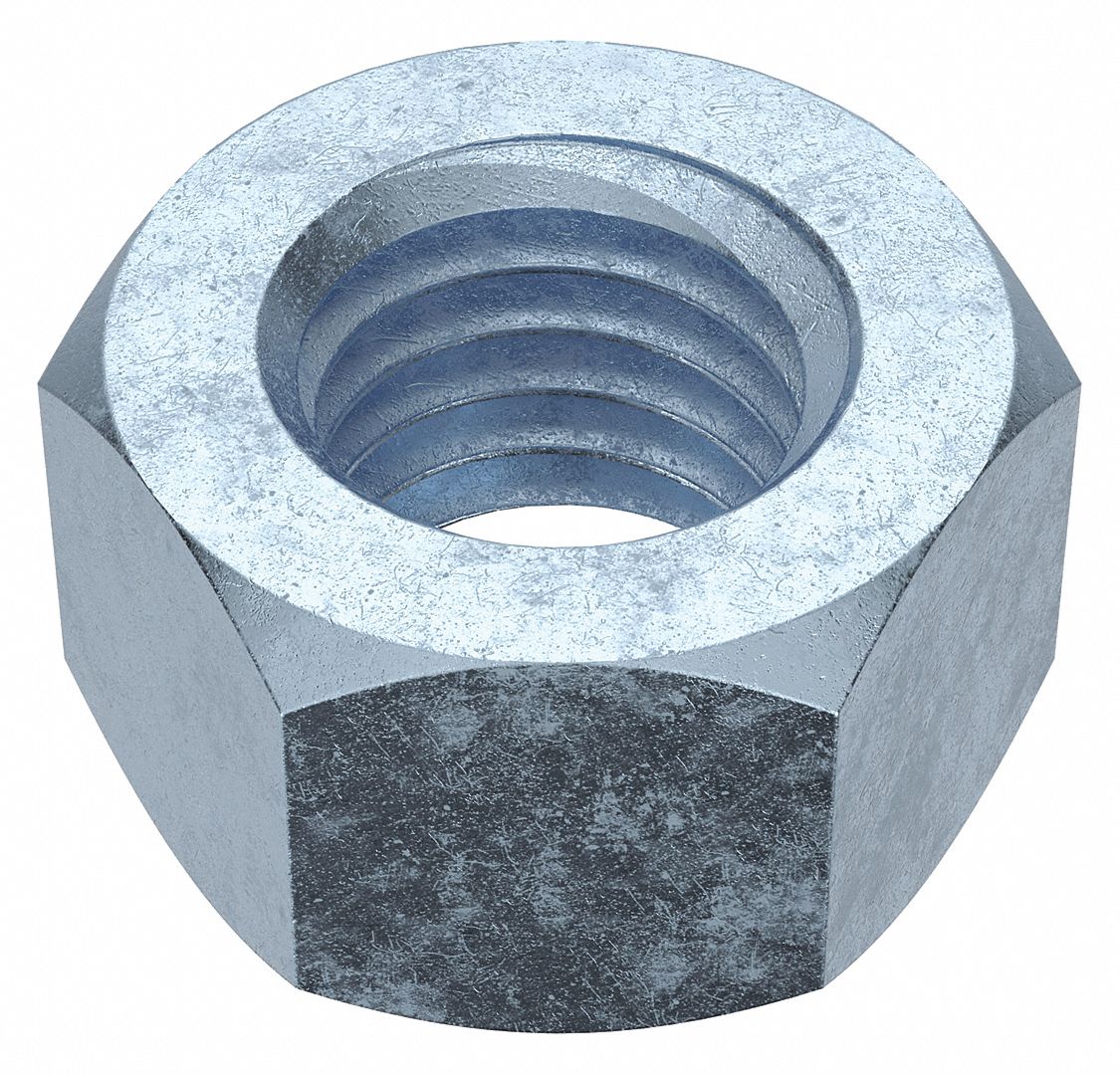 ÉCROU HEXAGONAL, ⅜"-16, 9/16PO HEX W, 21/64PO HEX H, ACIER, GRADE 5, ZINGUÉ, PQ100