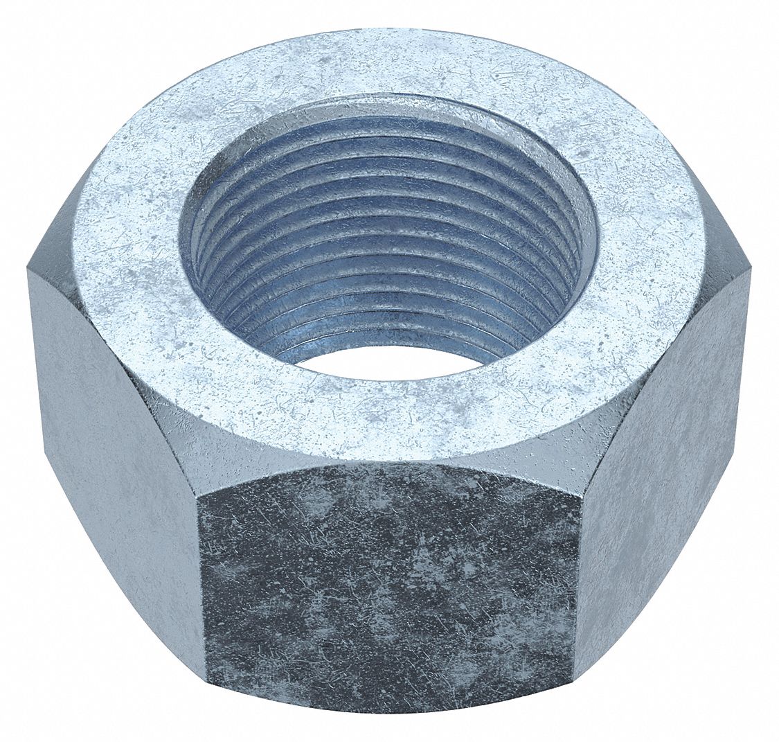 Hex Nut: Std Hex, 1 1/4"-12 Thread, 1 7/8 in Hex Wd, 1 1/16 in Hex Ht, Steel, Grade 5, Std, 5 PK