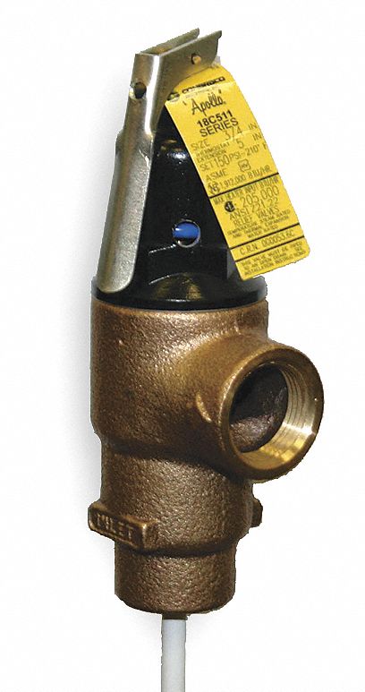 Temperature and Pressure Relief Valve: Section IV ASME Section, MNPT x FNPT, Bronze