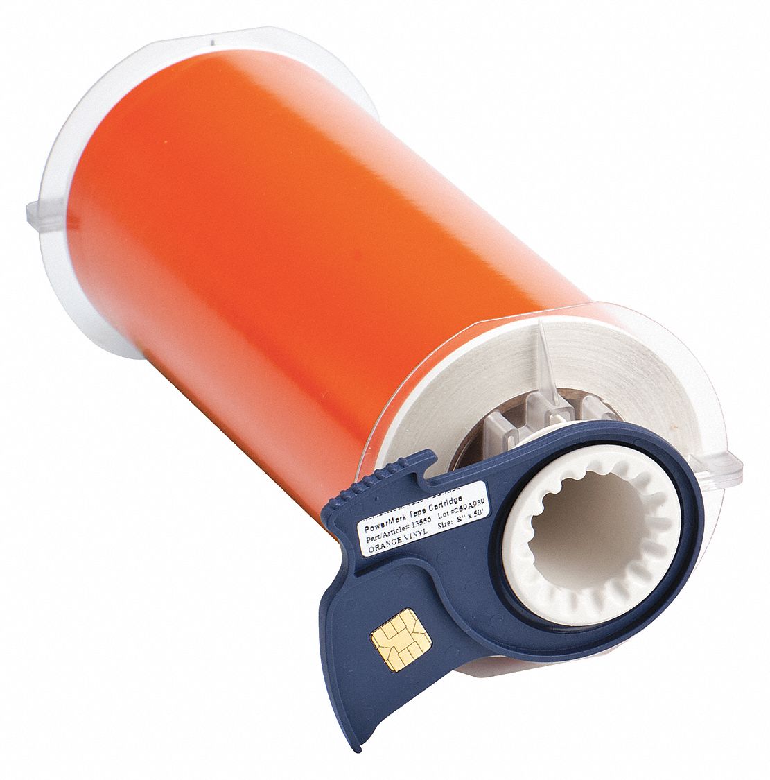Continuous Label Stock: 8 in x 50 ft, Vinyl, Orange (Gloss), Indoor/Outdoor