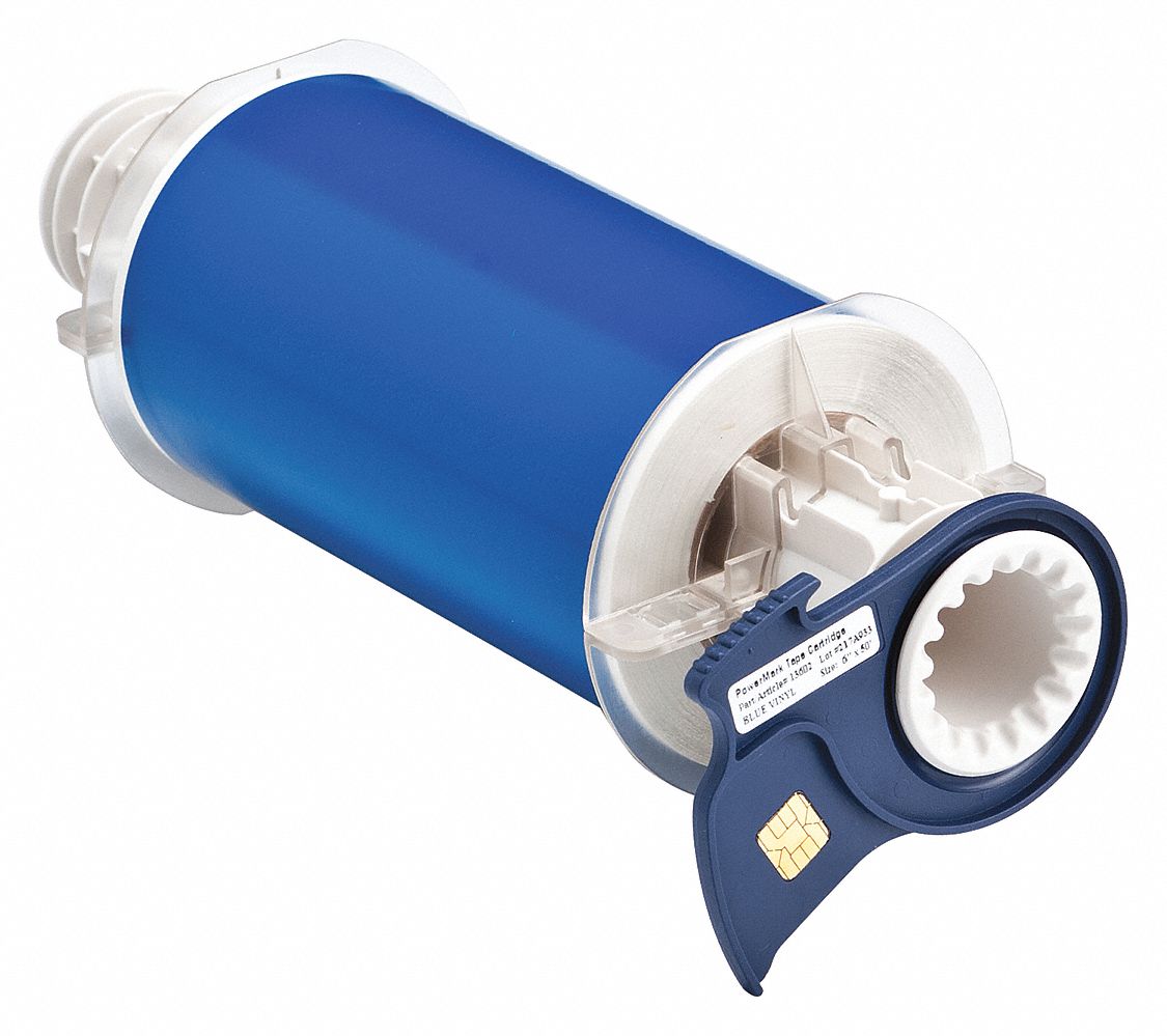 Continuous Label Stock: 6 in x 50 ft, Vinyl, Blue (Gloss), Outdoor