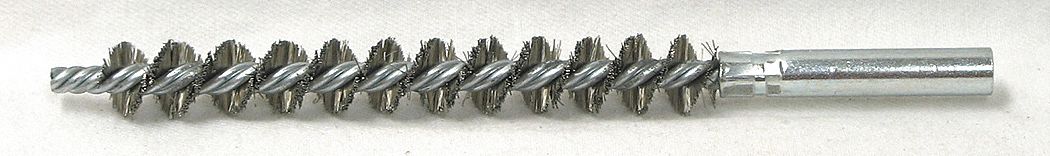 CONDENSER TUBE BRUSH, 12"-24 FEMALE THREAD, &frac12; IN DIAMETER, 4 IN BRUSH L, ALUMINUM