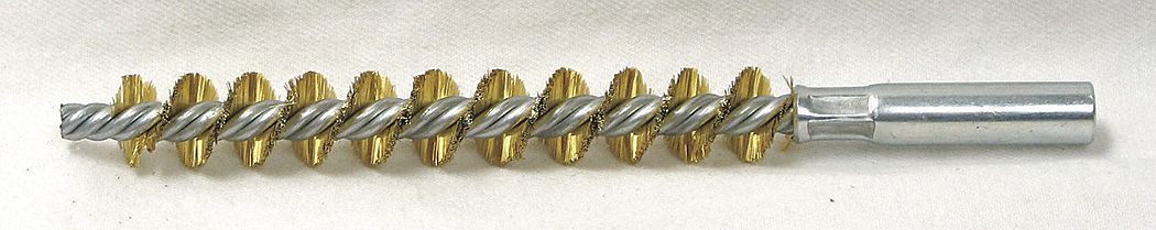 CONDENSER TUBE BRUSH, 12"-24 FEMALE THREAD, 9/16 IN DIAMETER, 4 IN BRUSH L, BRASS