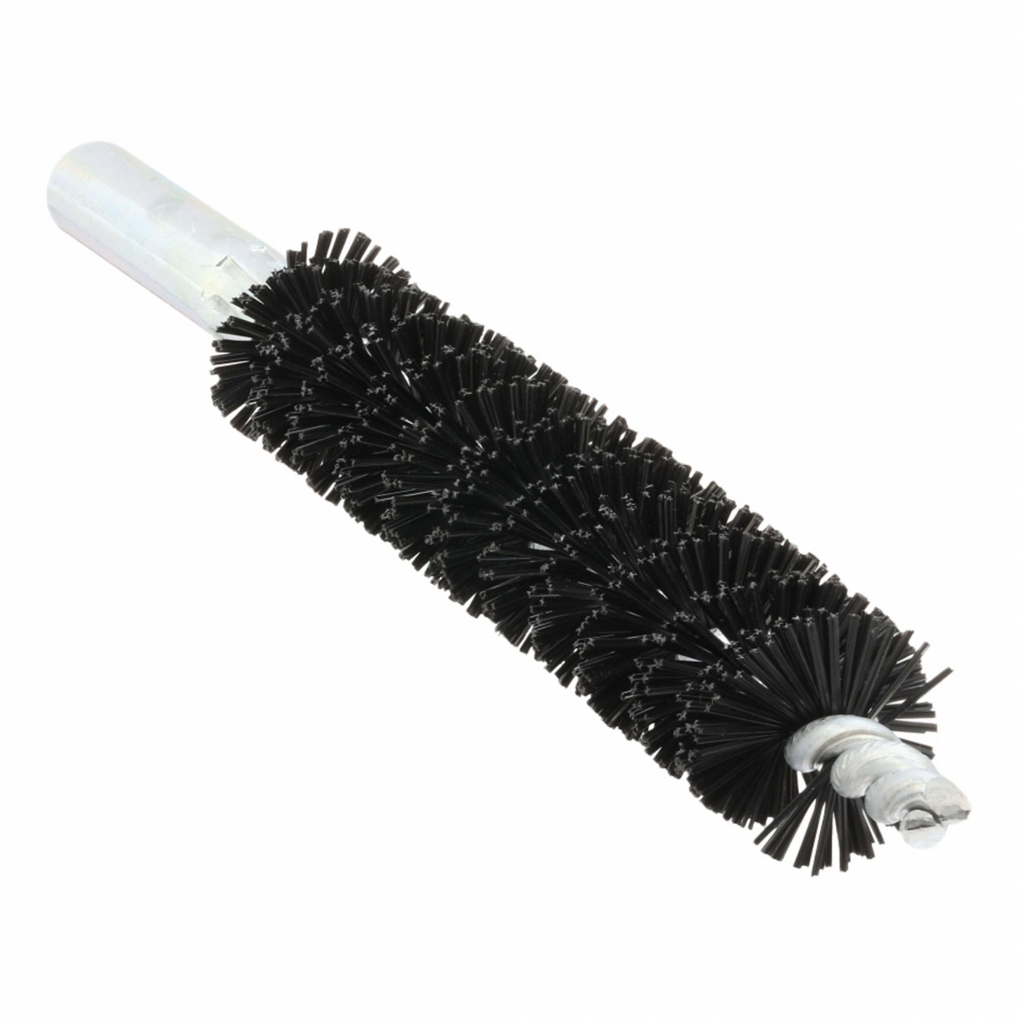 Tube Brush: 12-24 Female, 5/8 in Overall Dia, 4 in Brush Lg, Single Spiral, Single Stem, Nylon
