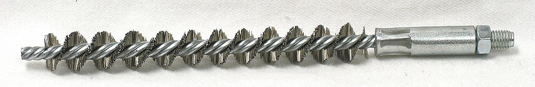 CONDENSER TUBE BRUSH, &frac14;"-28 MALE THREADED CONNECTION, &frac12; IN DIAMETER, 4 IN BRUSH L, STEEL
