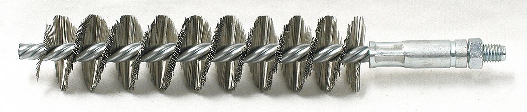 CONDENSER TUBE BRUSH, ¼"-28 MALE THREADED CONNECTION, 1 IN DIAMETER, 4 IN BRUSH L, STEEL