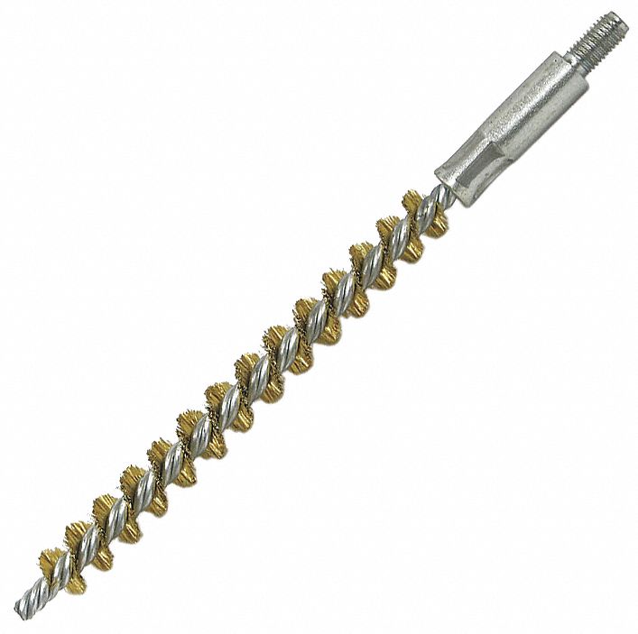 CONDENSER TUBE BRUSH, 8-32 MALE THREADED CONNECTION, ⅜ IN DIA, 4 IN BRUSH L, BRASS, STEEL